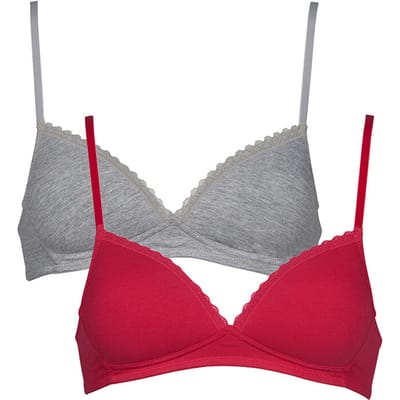 My Basic - Comfy grijze en roze katoenen bh's zonder beugel