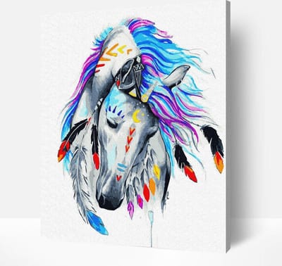 Schilderen Op Nummer Volwassenen DIY Paint By Number Compleet Hobby Pakket op Frame met Vernis - ®Arty Bee - Spirit Horse 40x50cm