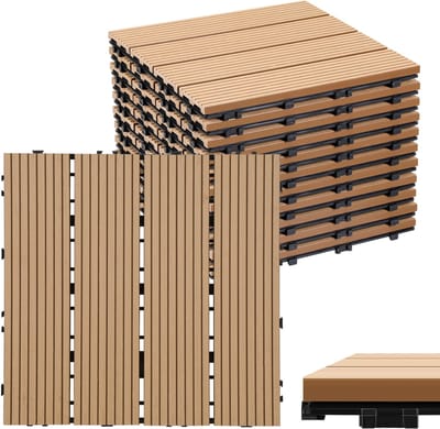 Terrastegels - Vlondertegels Klik - Buitenruimte Vernieuwen - Hout-kunststof composiet - 30x30 cm - Teak