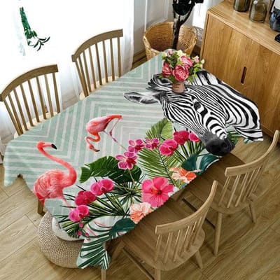 Flamingo En Groen Jungle Patroon Tafelkleed Stofdicht Wasbare Doek Verdikken Katoen Rechthoekig En Rond Tafelkleed Round diameter 180CM