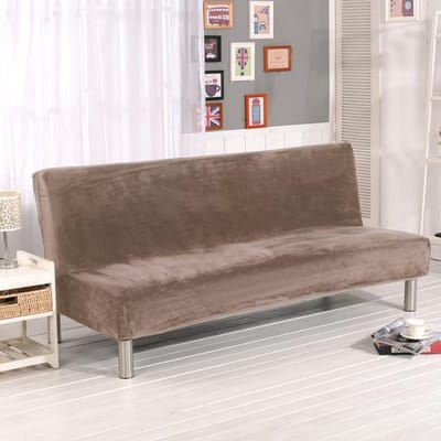 Housse de canapé en peluche de couleur unie sans accoudoir, housse de canapé-lit tout compris, housse de canapé pliante, serviette de canapé, housse de canapé, 1 pièce L size
