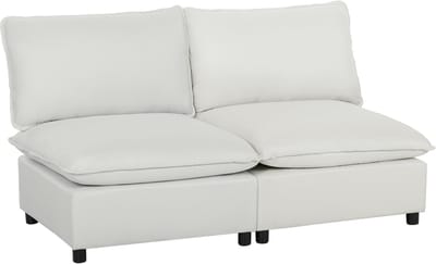 HOMCOM Loveseat-Kunstleer, Schuim-146L x 85B x 78H cm-Grijs