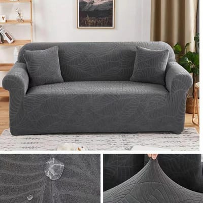 Waterdichte elastische bankhoes voor woonkamer 1/2/3/4 zits dikke polar fleece L-vormige hoekbankhoes fauteuilbeschermer 1 Seater 90-140cm gray
