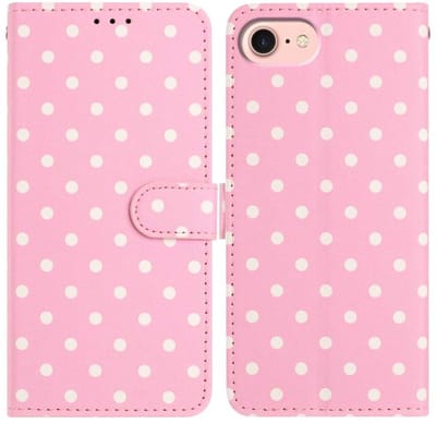 Hoesje Geschikt voor Apple iPhone 17e / 16e | Polka Dot Wallet Book Case | Portemonnee Hoesje | 3 Pasjes | Magneetsluiting | Stand Functie | Roze