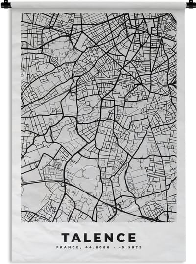 Wandkleed - Wanddoek - Talence - Plattegrond - Frankrijk - Kaart - Stadskaart - 120x180 cm - Wandtapijt
