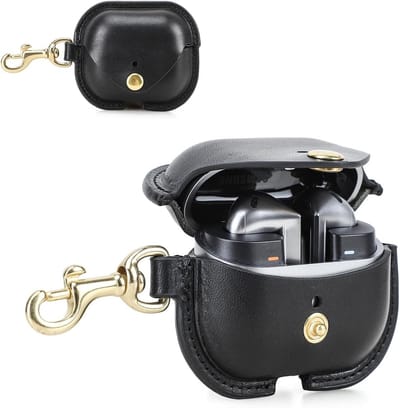 Premium Leren Oordopjes Case voor Samsung Galaxy Buds 3/ Buds 3 Pro met Sleutelhanger - Bescherming, Stijl en Functionaliteit in Zwart