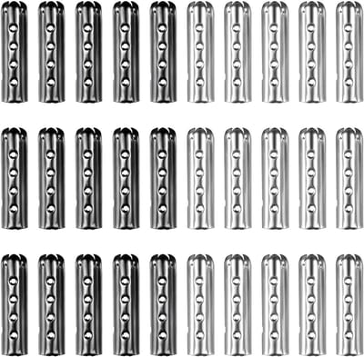 Dailygoods- Aglets 30 Stuks - Metalen Koorduiteinden - Duurzaam - Zwart/Zilver - Eenvoudige Installatie - Ideaal voor Veters en Touwreparatie