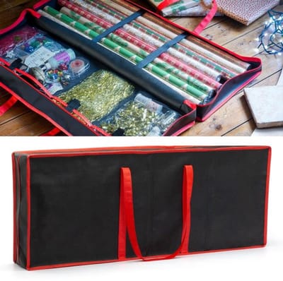 Allecto - Cadeaupapier Organizer - Inpakpapier Opbergtas - Zwart - en