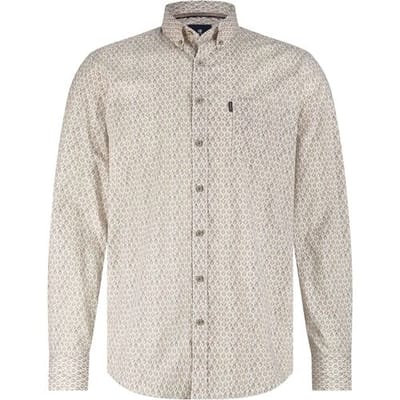 State of Art Shirt Poplin Print Beige - Maat L - Heren - Overhemden Casual