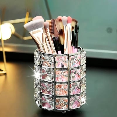 Make-upkwasten en Organiser voor Cosmetica - Kristallen Opberghouder en Pennenhouder voor een Nettere Desktop Decoratie