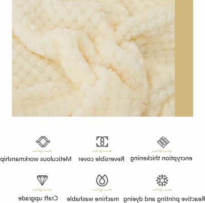 Zachte flanellen deken voor dagelijks gebruik, ideaal voor bankbed en als woondecoratie - lichtgewicht en veelzijdig (228 * 273 cm, off white)