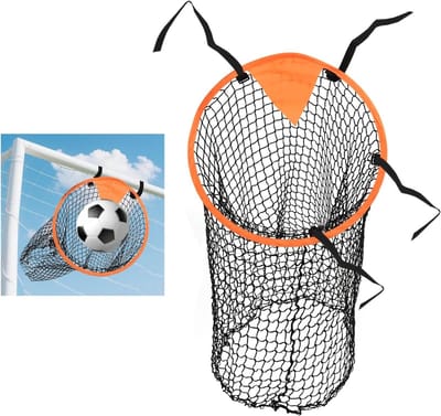 2 Stuks Pedestal Top Bins Doelnet met Oranje Doel, Voetbal Doelen, Oefening Hoekballen, Verstelbare Touwen, Stevige Bevestiging en Stabiliteit