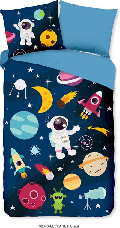 Pure dekbedovertrek planeten / ruimte - 1 persoons 140x200/220 cm - Multi - Microvezel