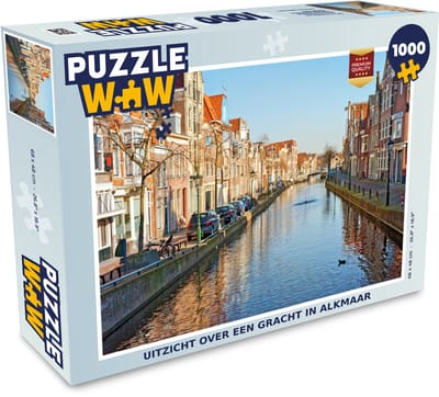 Puzzel Alkmaar - Nederland - Gracht - Legpuzzel - Puzzel 1000 stukjes volwassenen