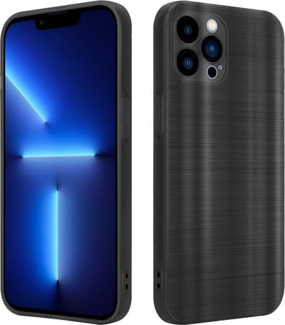 Cadorabo Hoesje geschikt voor Apple iPhone 13 PRO MAX in Brushed Zwart - Beschermhoes Case Cover van flexibel TPU silicone in Brushed design