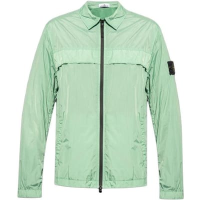 Stone Island Uni Kleur Ritskraag Lange Mouwen Jas Heren jassen Groen 801510522-V0052 M white