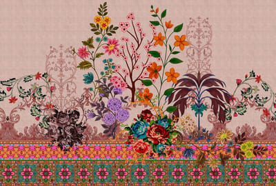 Fotobehang orientalgarde4 DD121848 Livingwalls Walls by Patel 3 Roze Vlies 270 x 400 cm (4 delen) 3D Fotobehang