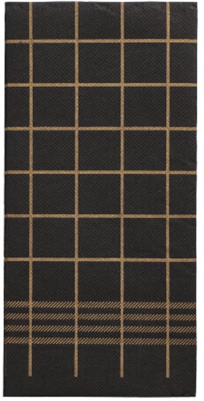 16x 30 Servetten 2-laags PUNTO 1/8 vouw 39 cm x 40 cm zwart/goud Kitchen Towel