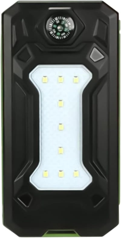 Zonnepaneel Oplader Shell - Solar Charger Cover - Outdoor Avontuur - Geïntegreerd Kompas - 17.5cm Hoog - Zwart