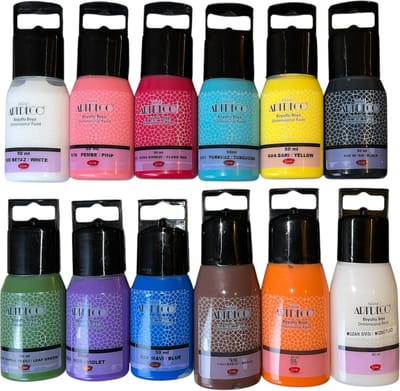Artdeco Dimensional Paint Set, Set van 12, Relief Paint, Dimensional Fabric Paint, 3D Liner - 3D Verf - 3D Paint, Textuurschilderen, Reliëf Schilderen, 11 Kleuren + 1 Mosaic liquid - Stof, Glas, Keramiek, Karton, Metaal, Papier, Steen - 12 x 50 ml