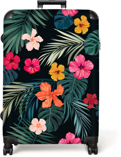 NoBoringSuitcases.com® - Koffer groot - Reiskoffer lichtgewicht - Bloemen - Natuur - Planten - Jungle - Rolkoffer met 4 wielen - Grote trolley XL - 98 liter bagage