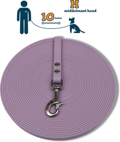 Miqdi BioThane® Sleeplijn 10 meter – zonder handvat – M (13 mm) – lila – waterdicht & sterk
