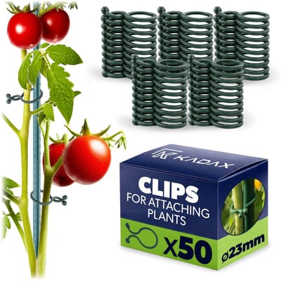 KADAX Plantenclips, plantenklemmen voor het vastzetten van planten, klemmen ter ondersteuning van klimplanten, tomaten en komkommers (23 mm, 50 stuks)