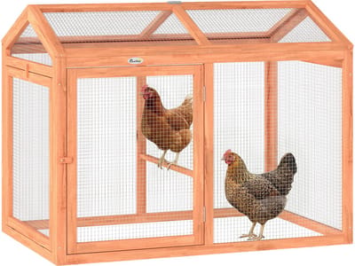PawHut Chicken Coop-Grenenhout, metaal-104L x 70,5B x 84H cm-Oranje