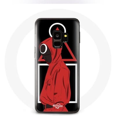Case voor Samsung S9 plus Squid Game logo symbolen driehoek vierkante cirkel zwarte achtergrond zwart