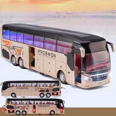 1/50 Luxe touringcar Speelgoedauto Diecast Minatuurmodel Pull Back Geluid & Licht Educatieve Collectie Cadeau Voor Jongen Kinderen