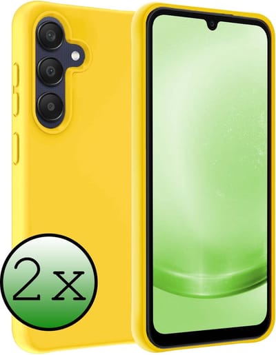 Hoesje 2 Stuks - Geschikt voor Samsung Galaxy A25 - Sterk & Shockproof - Case Siliconen - Back Cover - Telefoon Hoes - Geel