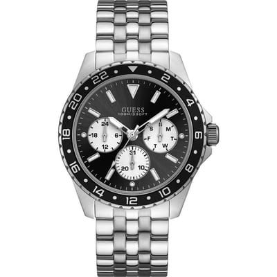 GUESS Odyssey Zwart Roestvrij Staal Heren Kwarts Horloge W1107G1 zwart
