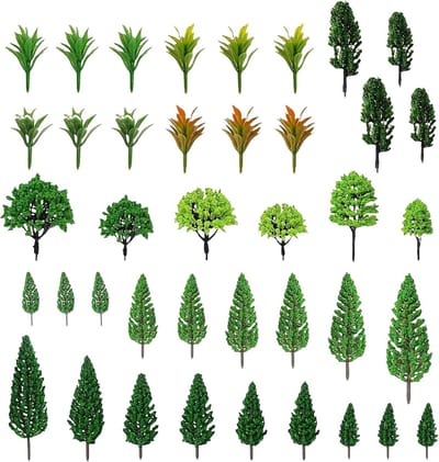 40 stuks miniatuurbomen voor modelbouw, 3,5-11 cm, diverse soorten voor landschap en zandtafel