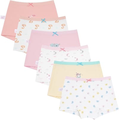 Set van 6 meisjes boxershorts van katoen, zachte en comfortabele shorts met schattige cartoonpatronen voor dagelijks gebruik