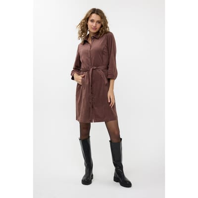 EsQualo Dress Suedine Chocolate Maat: 36 | Blousejurken Outlet | Dames | Bruin