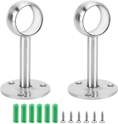 JHUBERS- Roede Houder Roestvrij Staal - Gordijn Beugel - Kledingroede Steun - Plafond Beugel - Geschikt voor 22mm - 2 Stuks 65x41mm - Gordijnbeugel