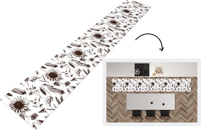 Keukenloper - Loper keuken - Patroon - Planten - Zwart - Wit - 300x50 cm - Keukenloper vinyl
