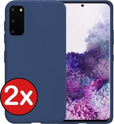 Hoesje - 2 Stuks - Geschikt voor Samsung Galaxy S20 - Sterk & Shockproof - Telefoonhoes - Back Cover - Case Siliconen - Telefoon Hoes - Donkerblauw