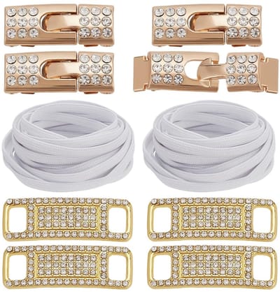 Dailygoods- Elastische Veters 1200 mm - 12 Stuks - Strass Hangers - Glinsterende Gespen - Polyesterkoord - Uniek Ontwerp - Schoenveters