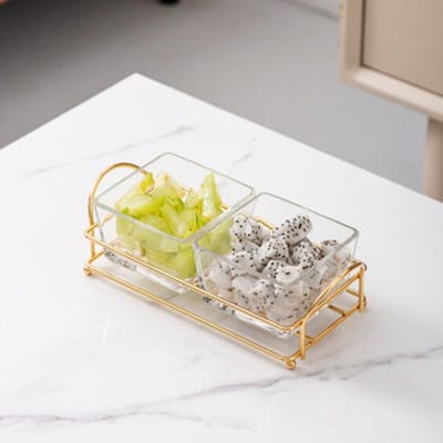 Glazen Fruitschaal Woonkamer Salontafel Huishouden Nieuwe Stijl Verfrissingen Snacks Gedroogde Vruchten Snacks Snacks gray