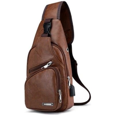 Mode Heren Leer Sling Pack Borst Schouder Crossbody Tas Biker Zadeltas Heren Aktetassen None