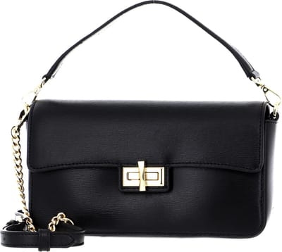 DKNY Leren Schoudertas Avondtas Jojo Denim Flap Bag Blk / Gold Zwart