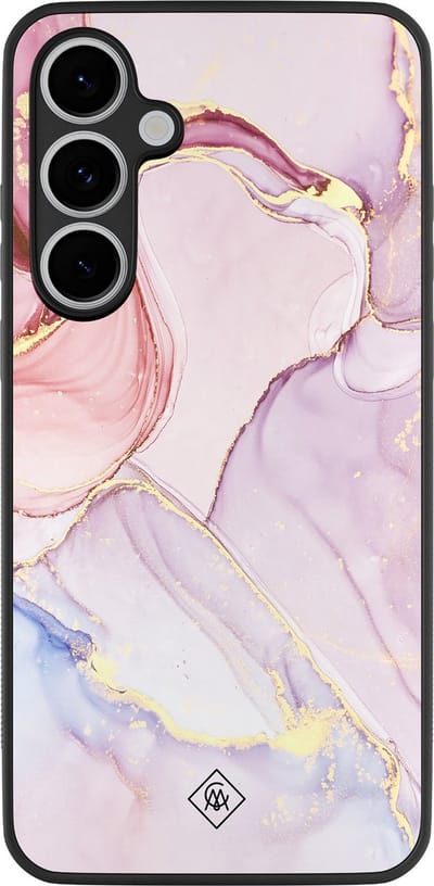Casimoda® hoesje - Geschikt voor Samsung Galaxy S24 FE - Marmer roze paars - Zwart TPU Backcover - Marmer - Paars