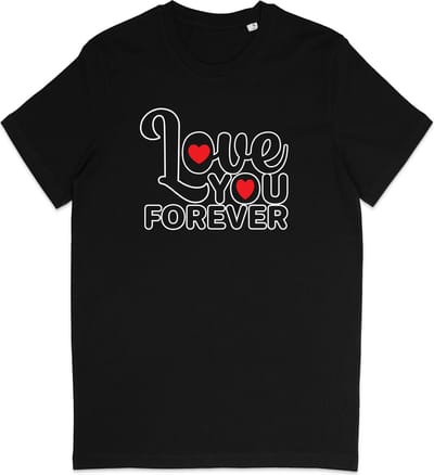 T shirt Heren - T shirt Dames - Valentijn - Love You Forever - Zwart - Maat XS