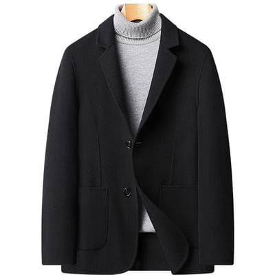 Herfst en Winter 100% Wol Pak Handgenaaid Dubbelzijdig Wollen Pak Heren Slim Klein Pak Wol Jas Herenkleding 4XL