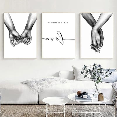 Wanddecoratie set - Posters slaapkamer - Koppels decoreren - 3 Delig Canvas - 30 x 40 cm - Zwart Wit