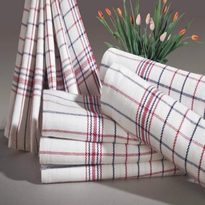 Homéé Theedoek Nationale ruit rood / blauw 100% katoen 70x70cm - set van 12 stuks