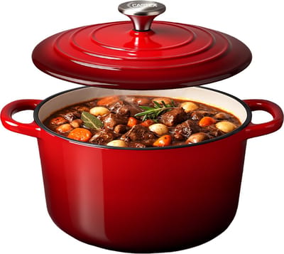 Castex Elegance Royal Gietijzeren Braadpan met Deksel 28 cm - 6,4L - Inductie Pan - Braadpannen Gietijzer – Rood