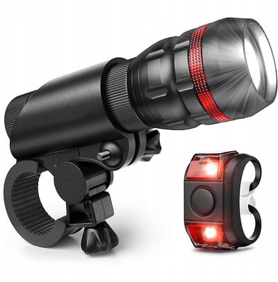 Merkloos LED Fietslamp Set Voor & Achter met Zoomfunctie