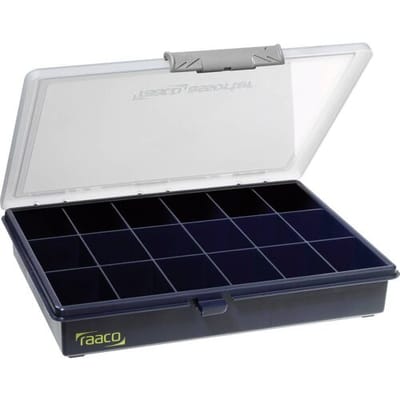 raaco Assorter 5-18 Assortimentsdoos (l x b x h) 240 x 195 x 43 mm Aantal vakken: 18 Vaste onderverdeling Box Inhoud 1 stuk(s)